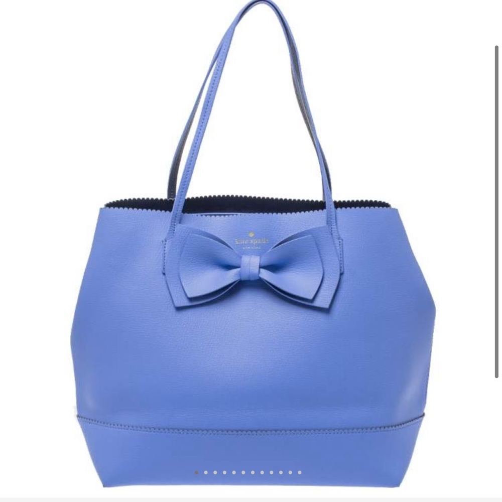 Kate Spade Blue Leather Vanderbilt Place Bow Tote